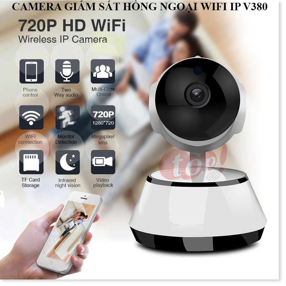 Camera Không Dây Chính Hãng V380 ✔Chính Hãng✔️ Kết nối không dây qua điện thoại, Đàm thoại 2 chiều, Xoay 360.