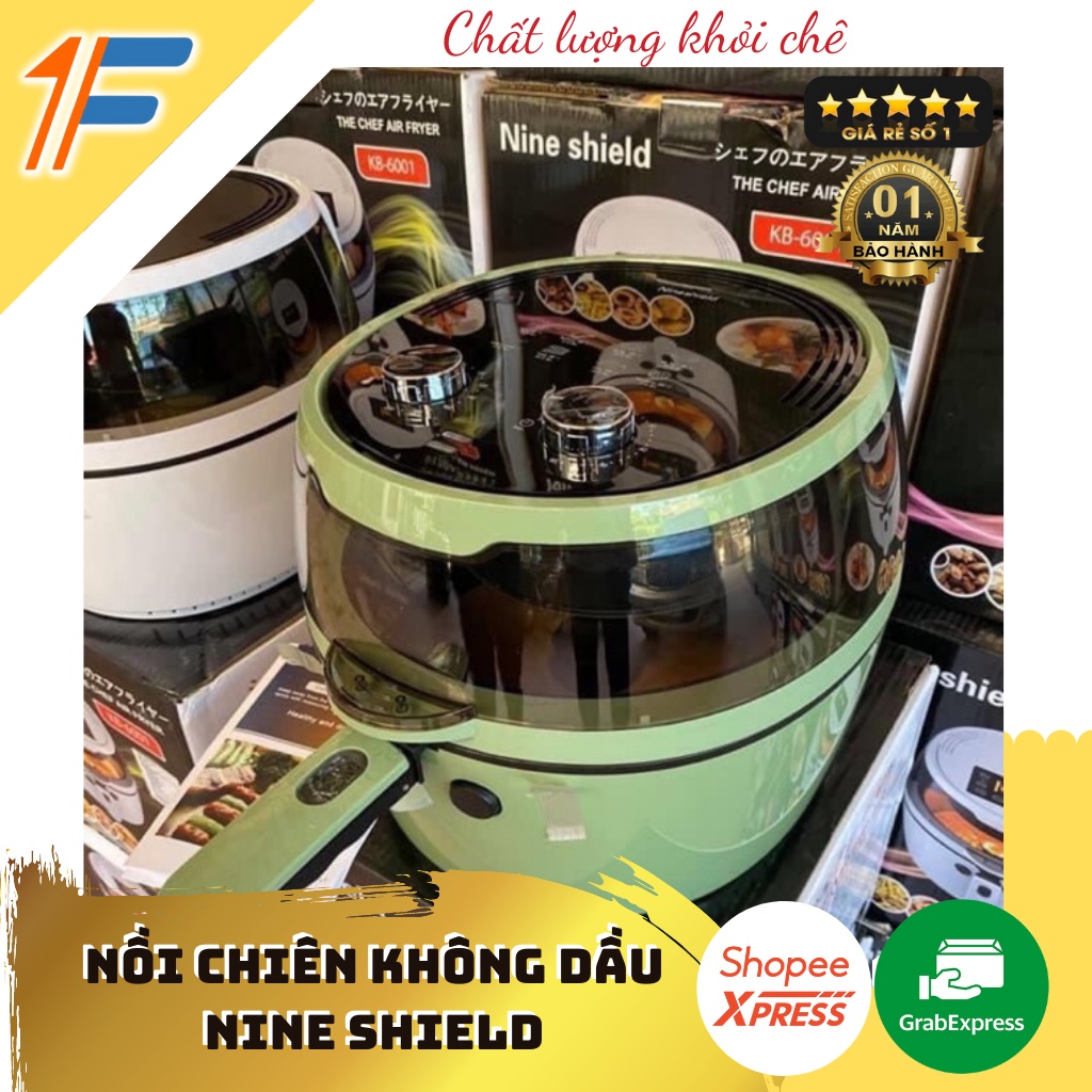 Nồi Chiên Không Dầu Nine Shield Cho Gia Đình Dung Tích 8L, Tặng Gói Cốt Nước Lẩu Tứ Xuyên, FACEVIN V06