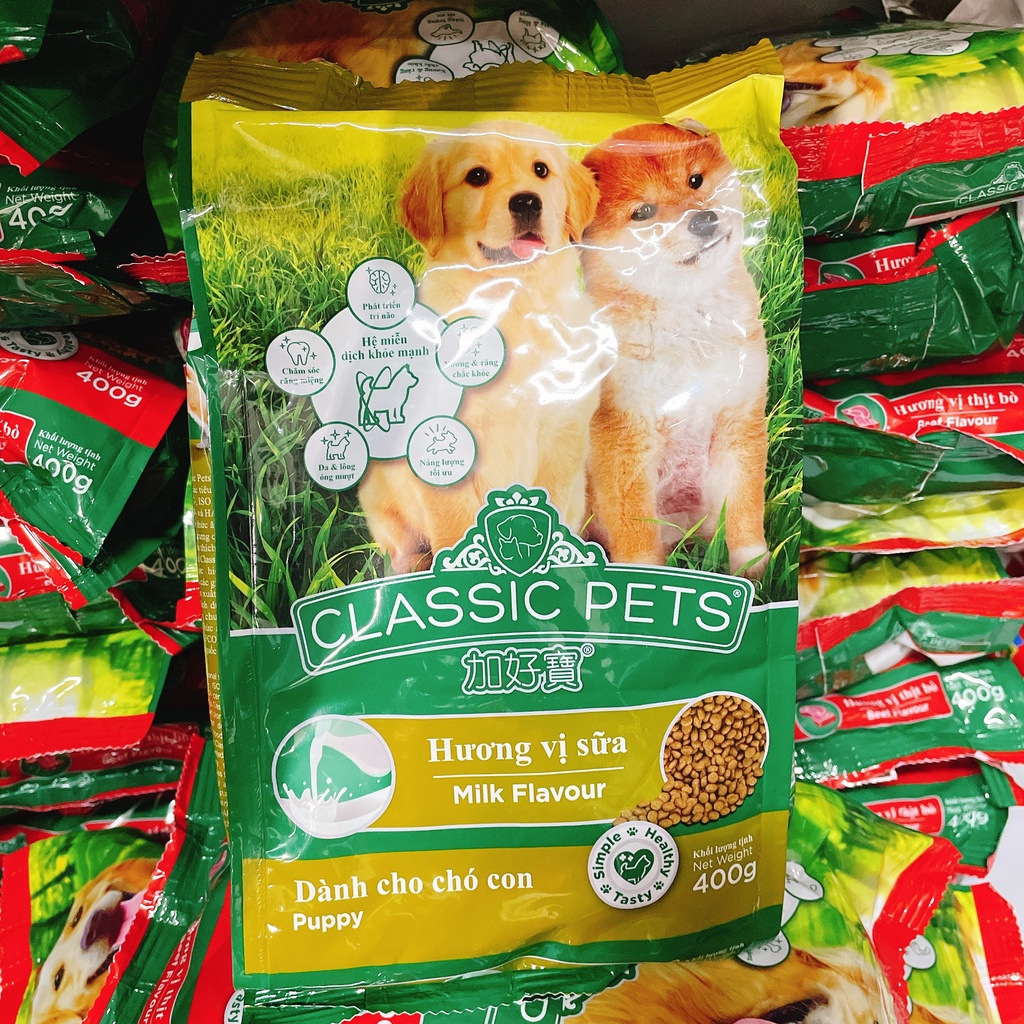 &lt;THỨC ĂN HẠT&gt; Thức Ăn Hạt Cho CHÓ NHỎ VỊ SỮA Classic Pets 400g