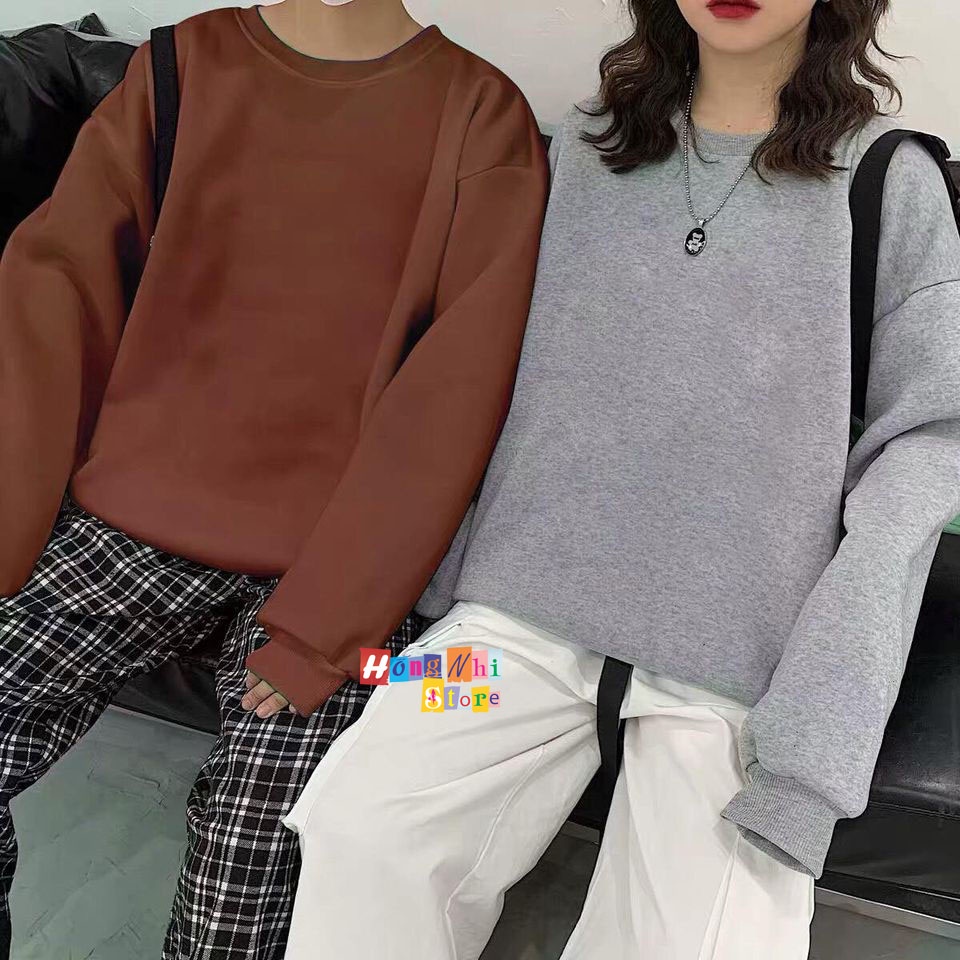 Áo Sweater Trơn Ulzzang Unisex Màu Nâu Socola Chất Nỉ Bông Cao Cấp Dáng Rộng Nam Nữ - MM