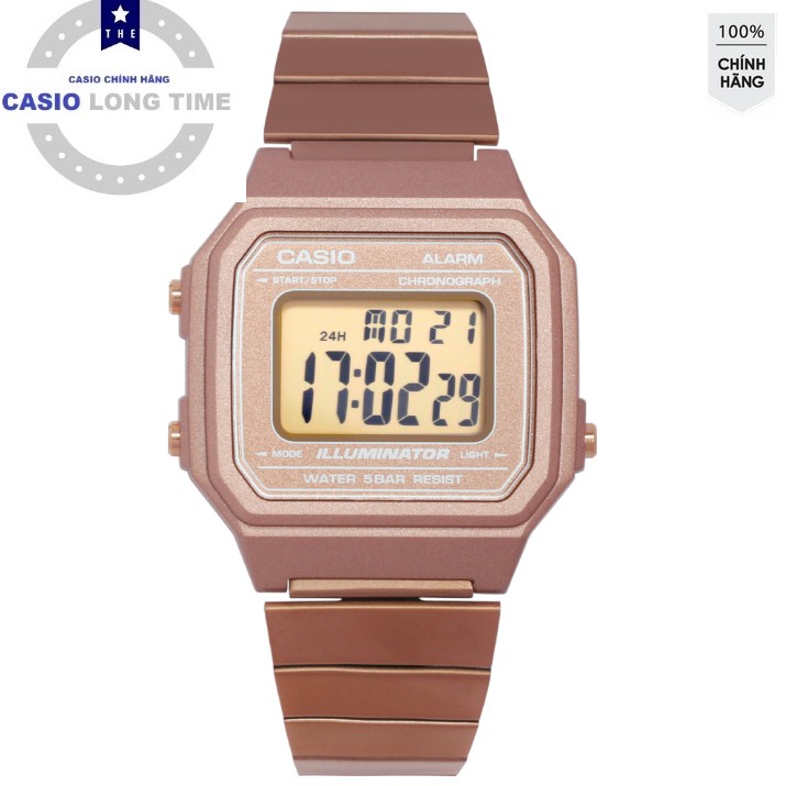 Đồng Hồ Nam Nữ Casio B650WC-5ADF Điện Tử - Dây Kim Loại Mạ Vàng Hồng