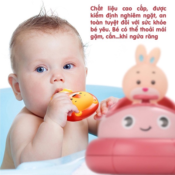 🐰 TIỆM NHÀ BABY|🧧 ĐỒ CHƠI NHÀ TẮM THƯƠNG HIỆU UMOO CAO CẤP AN TOÀN CHO BÉ-PHI THUYỀN THỎ HỒNG XO