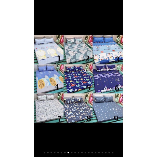 Sét chăn ga gối trần bông 3 lớp pull 5 món cotton poly
