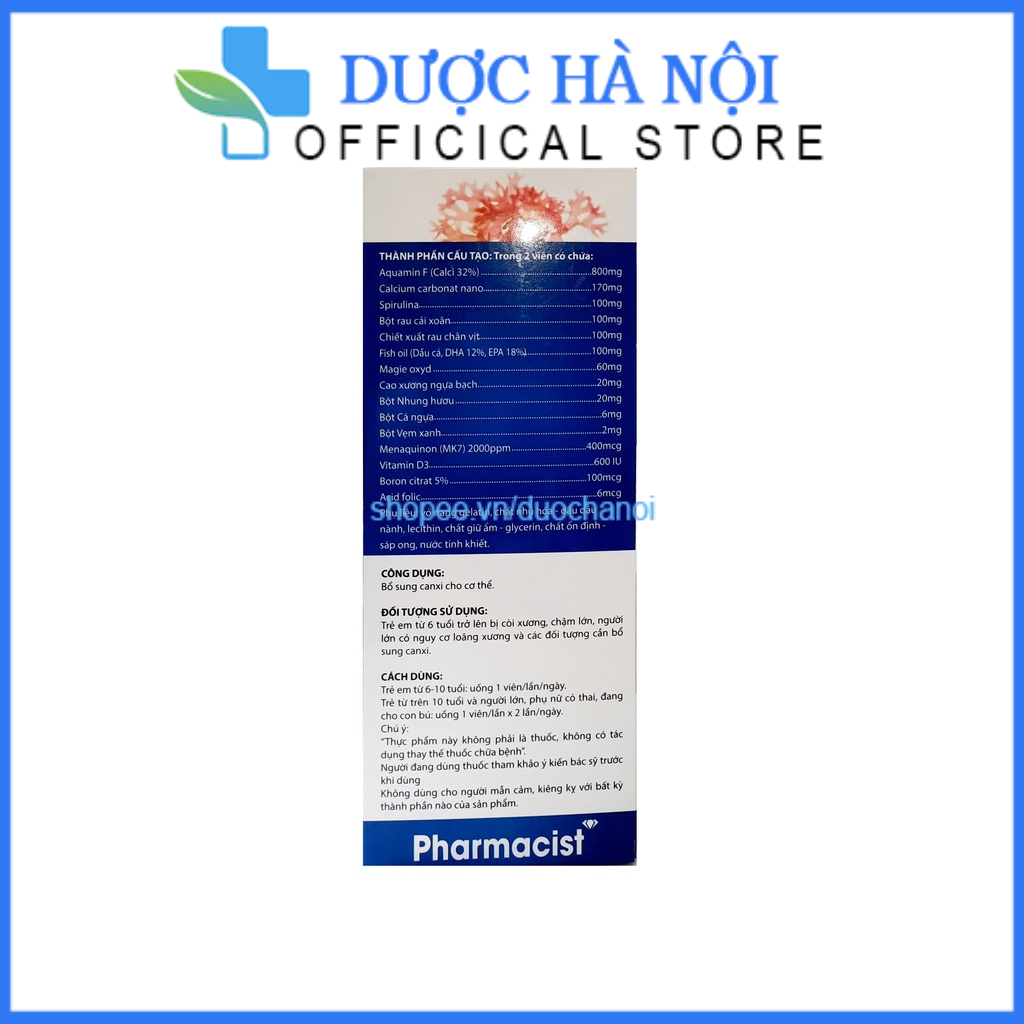 Viên uống canxi nano aquamin F cho người loãng xương , trẻ em còi xương, chậm lớn , giúp bổ sung canxi – hộp 30 viên