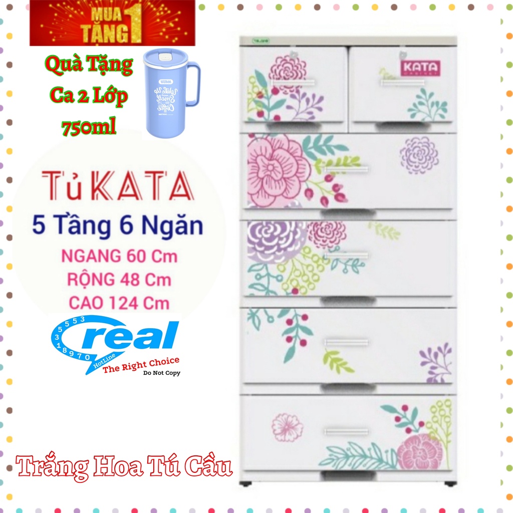 Tủ nhựa KATA 5 Tầng- 6 Ngăn KT : N60 X R48 X C125cm (Design by NHỰA DUY TÂN )