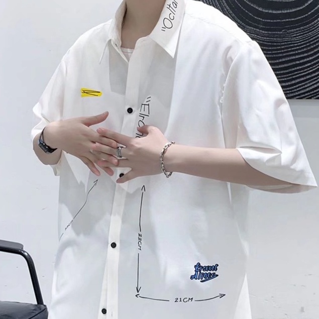 Áo Thun Tay  Nam Ngắn Màu Trơn In Chữ Cái Phong Cách Hàn Quốc Thời Trang Cho áo sơ mi nam ngắn tay bình thường shirt