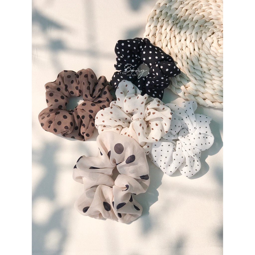 Đây Buộc Tóc Vải scrunchie - CHẤM BI TO