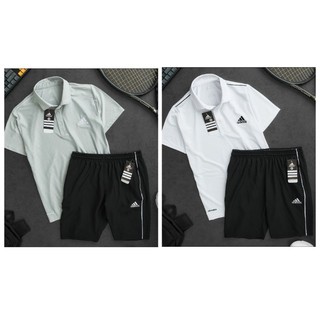 (XẢ HÀNG) Set bộ thể thao adidas nam xuân hè - ngắn tay - có cổ