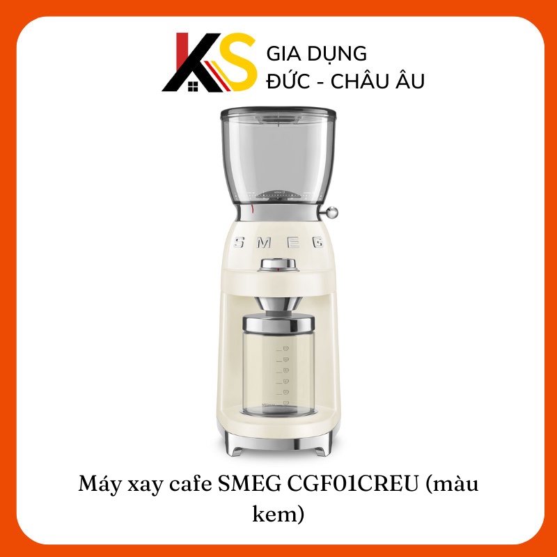 Máy xay cafe SMEG CGF01CREU (màu kem) tiện dụng