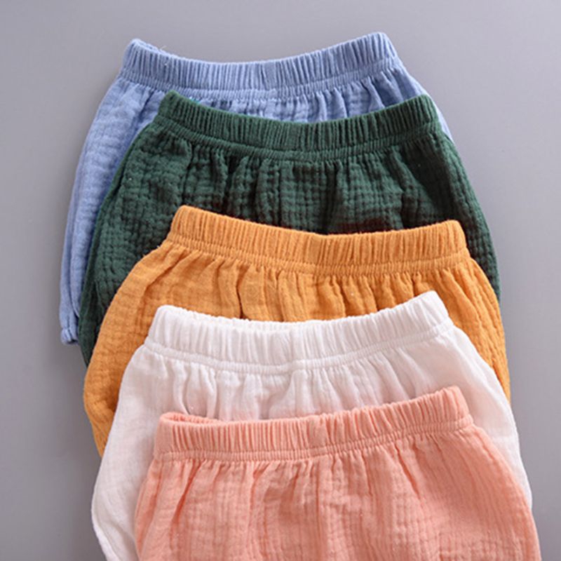 Quần Short Cotton Ống Rộng Màu Trơn Cho Bé