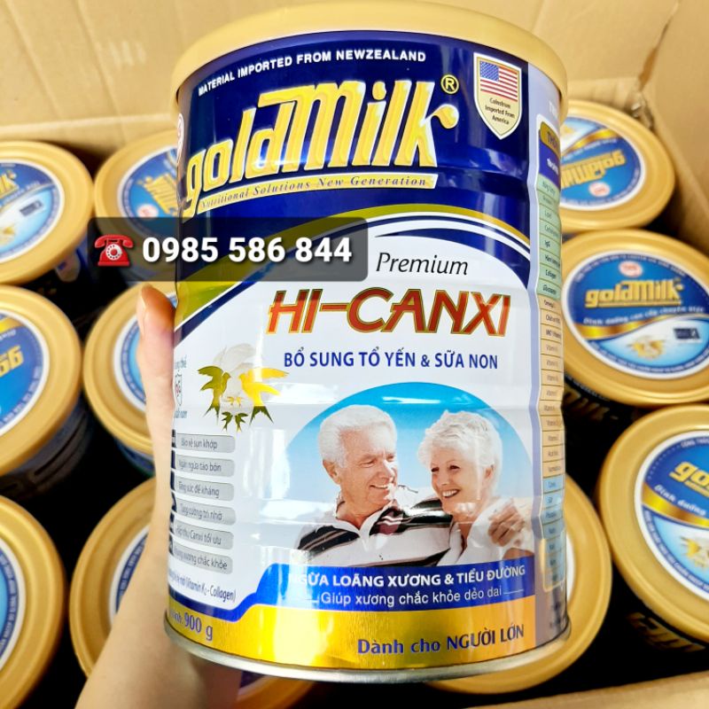 6 HỘP Sữa GoldMilk Hi - Canxi 900g - Sữa cho người già Xương Khớp - Tiểu Đường