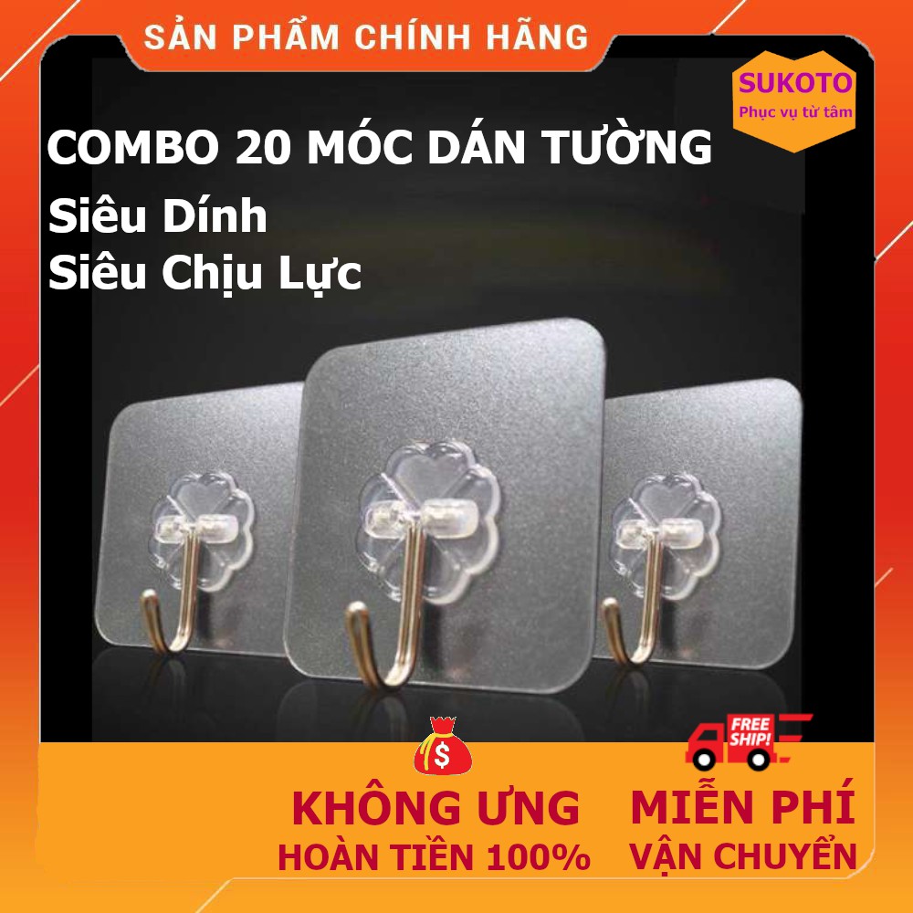 Combo 20 Móc Dán Tường Siêu DínhMóc Treo Đồ Chịu Lực Tốt, Tiện Lợi