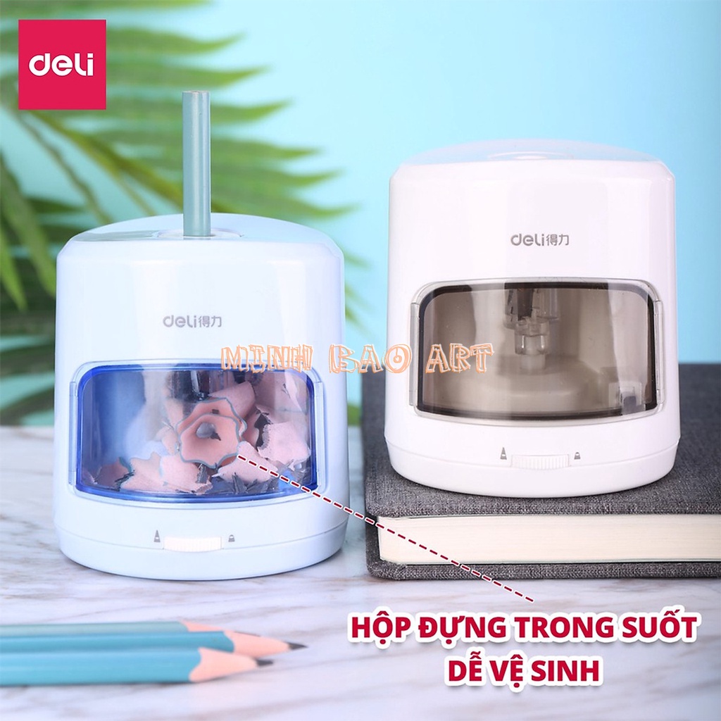 GỌT BÚT CHÌ TỰ ĐỘNG DELI 502 (CHUỐT CHÌ MÀU TIỆN LỢI, CÓ THỂ ĐIỀU CHỈNH NGÒI CHÌ)