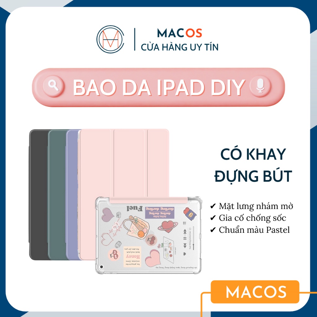 [HIGHLY RATED] Bao da Ipad DIY có khay đựng bút, nhám mờ chống ố - Case ốp lưng Gen 7/8 10.2 Air 3 4 Pro 11 12.9 (AB05)