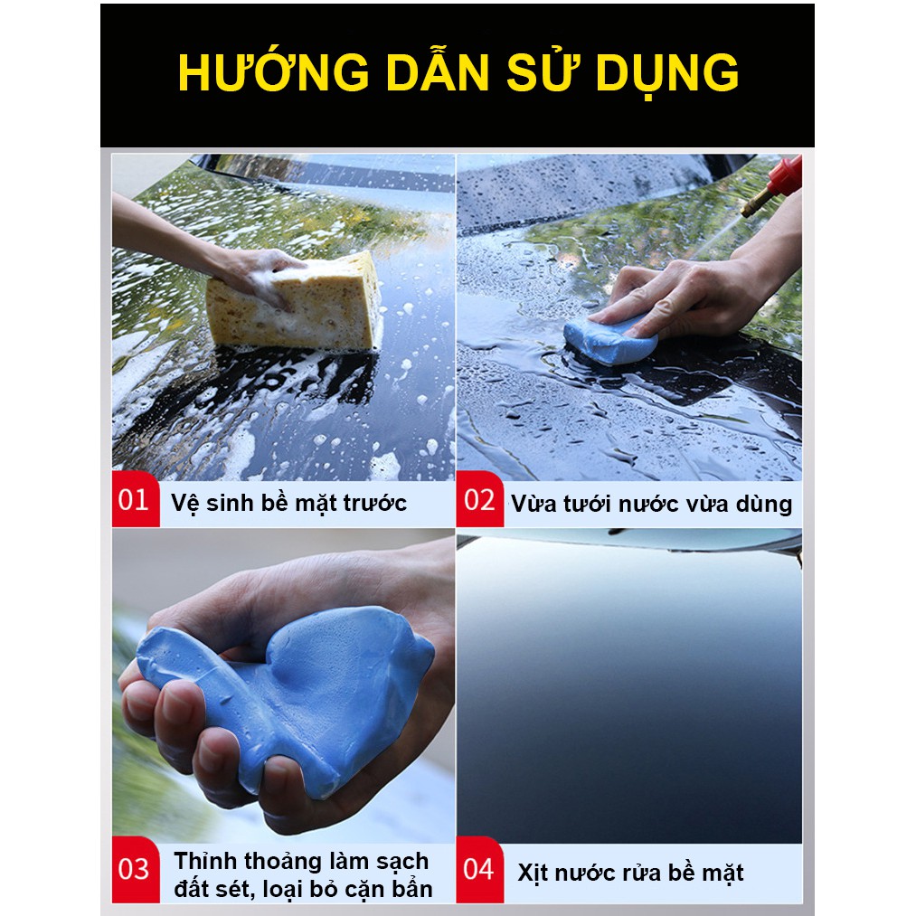 Đất Sét Rửa Xe Size Lớn - Vệ Sinh Xe Ô Tô - Đánh Sạch Ố Bẩn, Phân Chim, Nhựa Đường Bám Bẩn - Bóng Sơn - Ww [MILOZA]