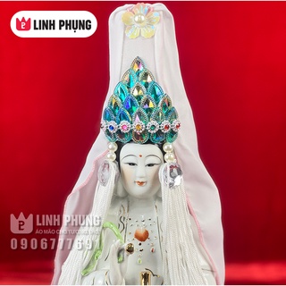 Mão bà Quan Âm hột đá khăn voan trắng (Tượng cao 20cm - 50cm)  Mã: QAHV