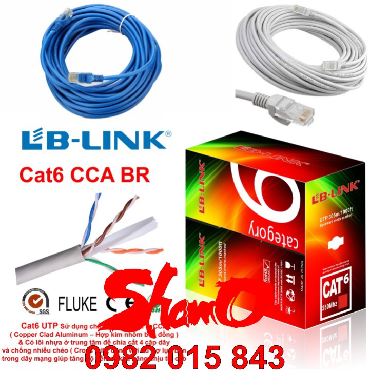 Dây cáp mạng Cat6 bấm sẵn 2 đầu – Cắt từ cuộn tiêu chuẩn – Chính hãng LB-LINK