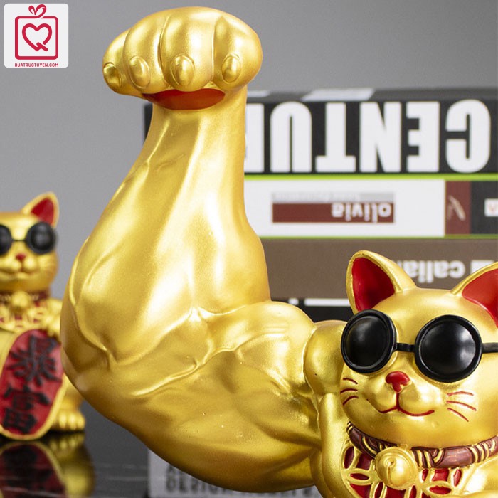 Mèo thần tài vàng tay cơ bắp 23cm Đại Chiêu Tài - Mèo thần tài tay to may mắn