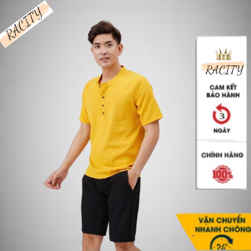Áo Đũi Nam Cổ Tàu Ngắn Tay Đẹp Cao Cấp RACITY AD63