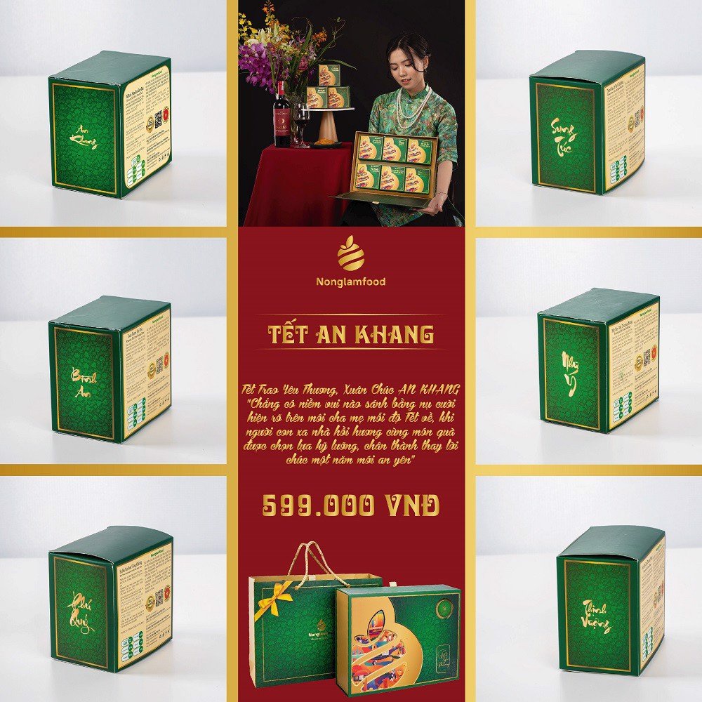 Hộp quà Tết An Khang Nonglamfood cao cấp hoa quả sấy, hạt dinh dưỡng, ngũ cốc tặng gia đình, cơ quan | BigBuy360 - bigbuy360.vn