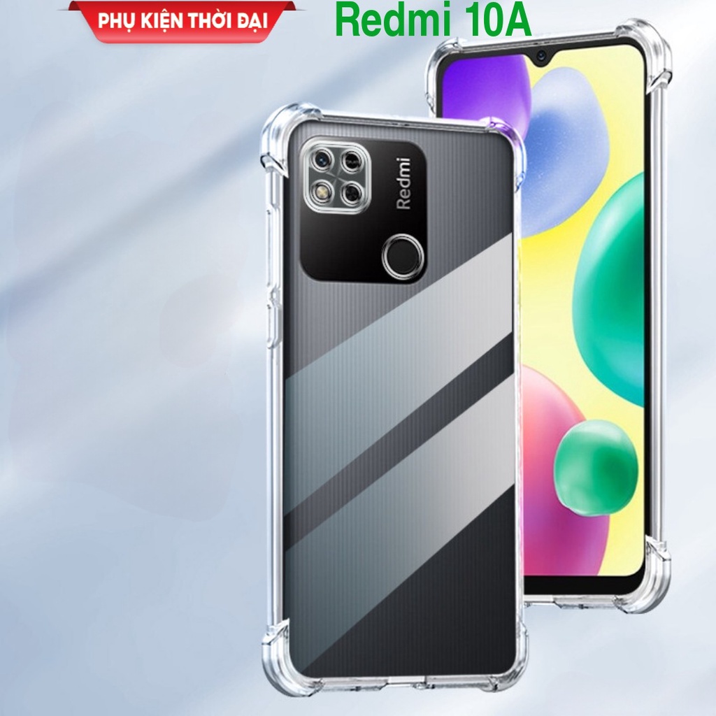Ốp lưng Xiaomi Redmi 10A dẻo trong suốt lồi 4 góc chống sốc hạn chế ố vàng ôm khít máy