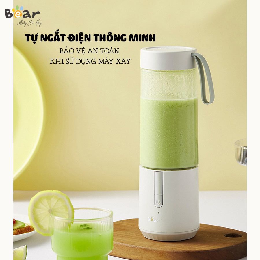 Máy xay sinh tố cầm tay Bear BL-B35V1 thiết kế nhỏ gọn, sử dụng pin sạc tiện lợi