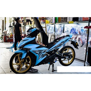 Tem trùm exciter 150 xanh ngọc đen mẫu mới, độ team trùm decal xe máy ex dán đời 2015-2020