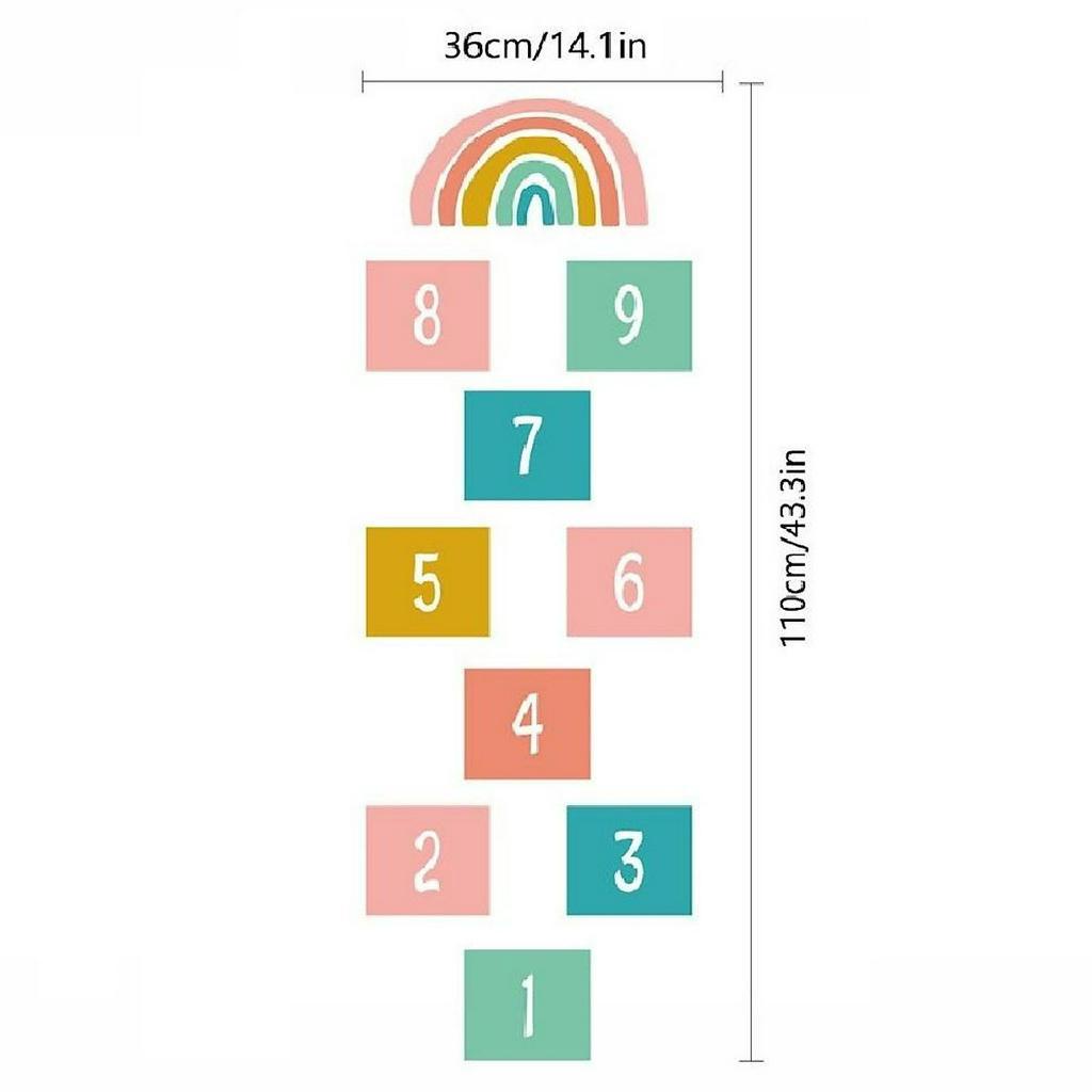 Miếng dán sàn nhà hình số nhảy lò cò độc đáo trang trí nhà cửa / trường mẫu giáo