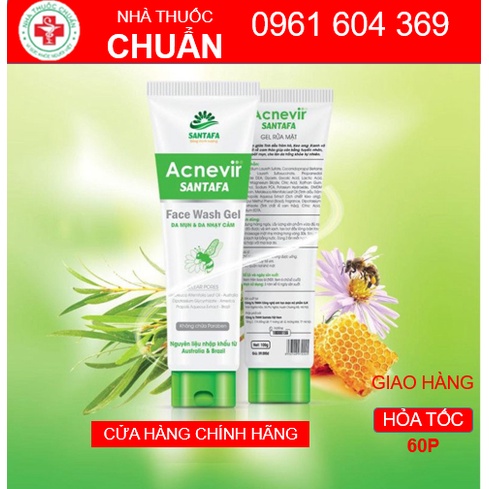 Sữa rửa mặt Acnevir Santafa Face wash gel dành cho da mụn100GR