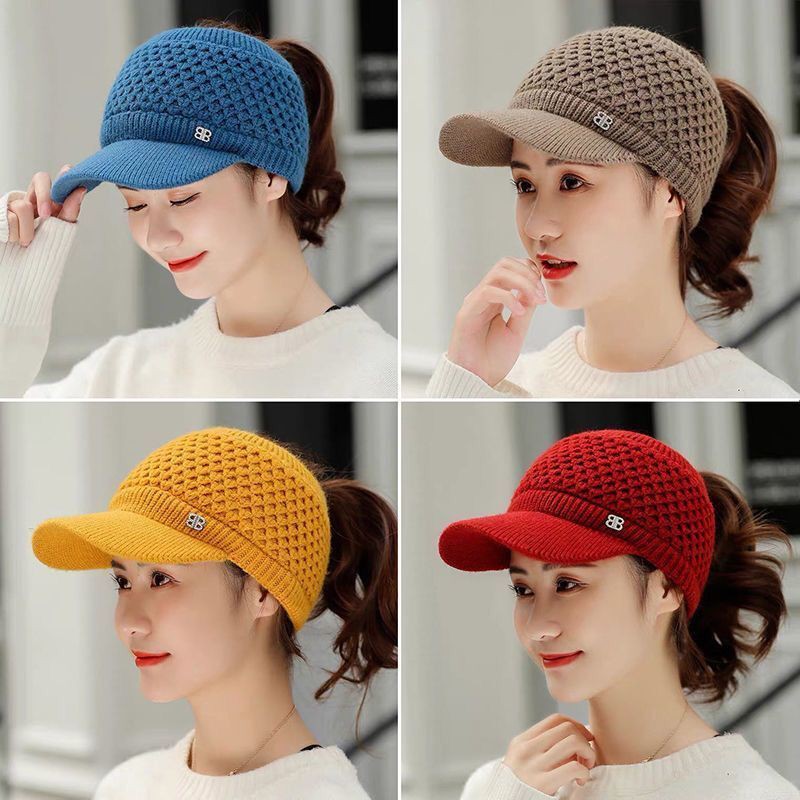 Korean cap Add to that velvet hollow cap,warm beanie,women's new wild cycling windproof winter hat,women's knitted hat