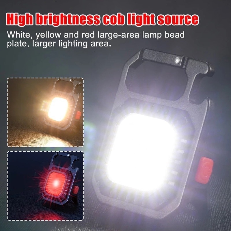 Đèn LED COB Mini 4 Chế Độ Kèm Móc Khóa Bỏ Túi Đa Năng Tiện Dụng Mang Theo Du Lịch Cắm Trại