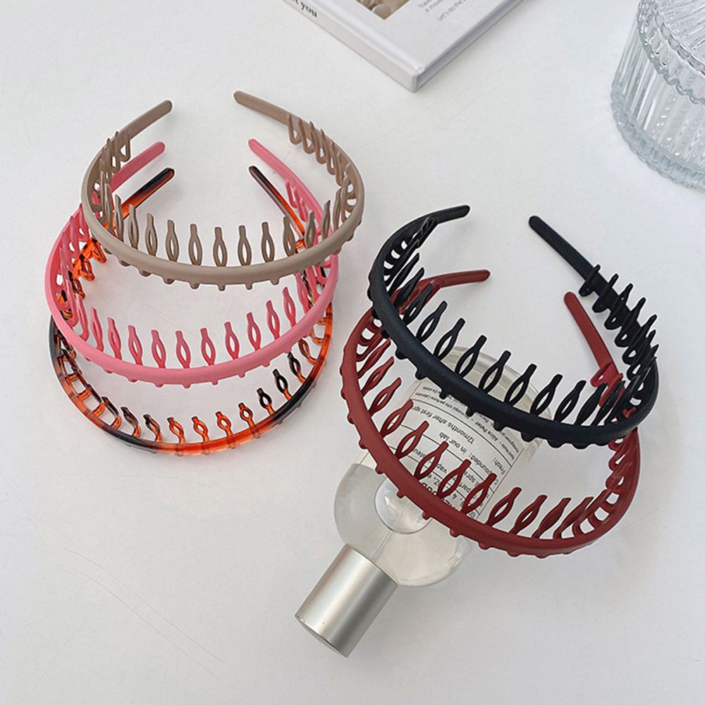 Băng Đô Cài Tóc Bằng Nhựa Màu Trơn Chống Trượt Phong Cách Hàn Quốc Cổ Điển Cho Nữ