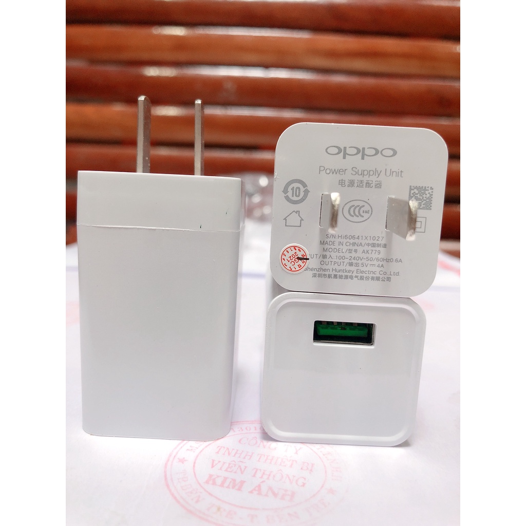 Cóc Sạc Nhanh OPPO VOOC 5V-4A ZIN BÓC MÁY (MÃ AK 779) Hàng Chính Hãng, bảo hành 12 tháng