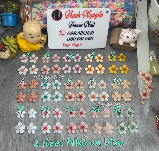 Hoa Bột 3D: Set 2 bông Hoa Mai trang trí móng nails