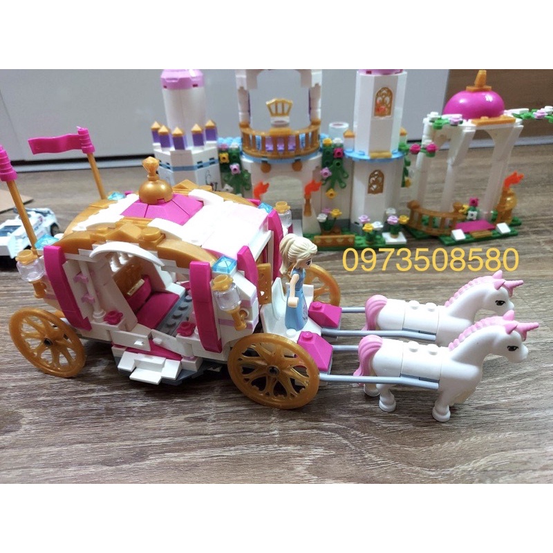 Lego con gái 712 miếng ghép lắp ghép lâu đài to+xe ngựa hoàng gia