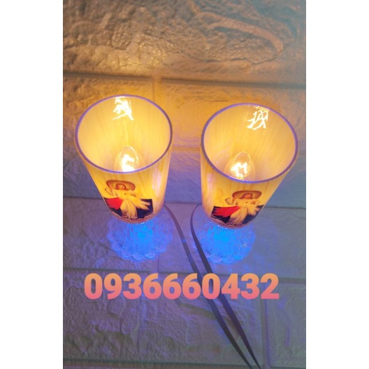 BỘ ĐÈN LY ĐIỆN 18CM THỦY TINH - ĐỒ THỜ CÔNG GIÁO có in hình Chúa