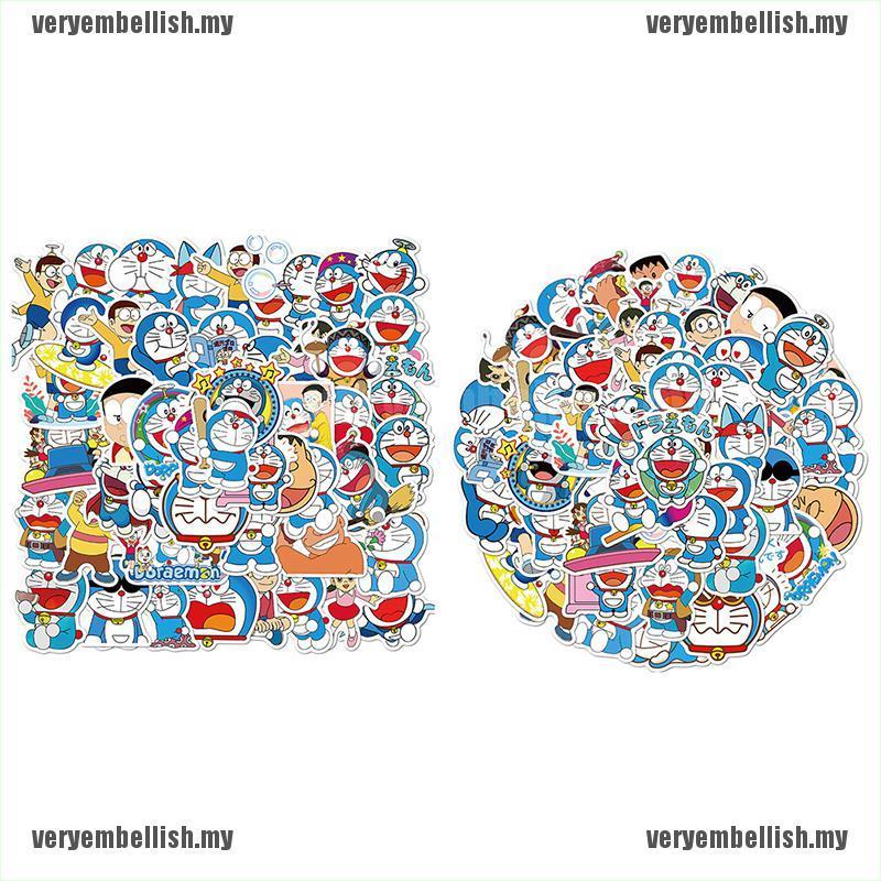 Bộ 50 Hình Dán Doraemon Xinh Xắn Trang Trí Xe Hơi / Xe Máy / Laptop