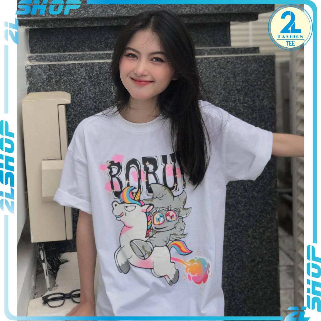 Áo Thun unisex  BOBUI NGỰA UNICORN - áo phông  nam nữ tay lỡ form rộng chất COTTON dày mát
