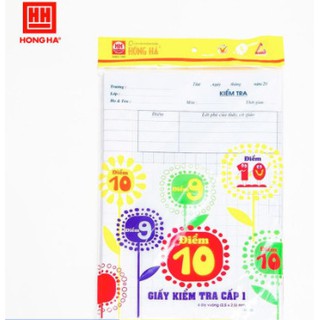 Giấy kiểm tra 4 ô ly Hồng Hà (4919), giấy kiểm tra cấp 1 15 tờ đôi /tập