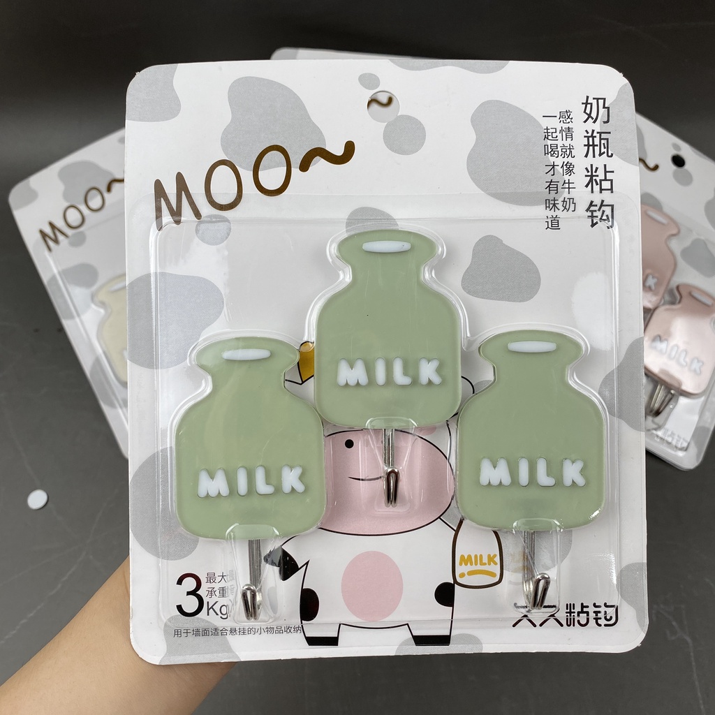 Combo 2 móc, 3 móc dán tường hình chai sữa, ô tô, nấm, mây (loại tốt)