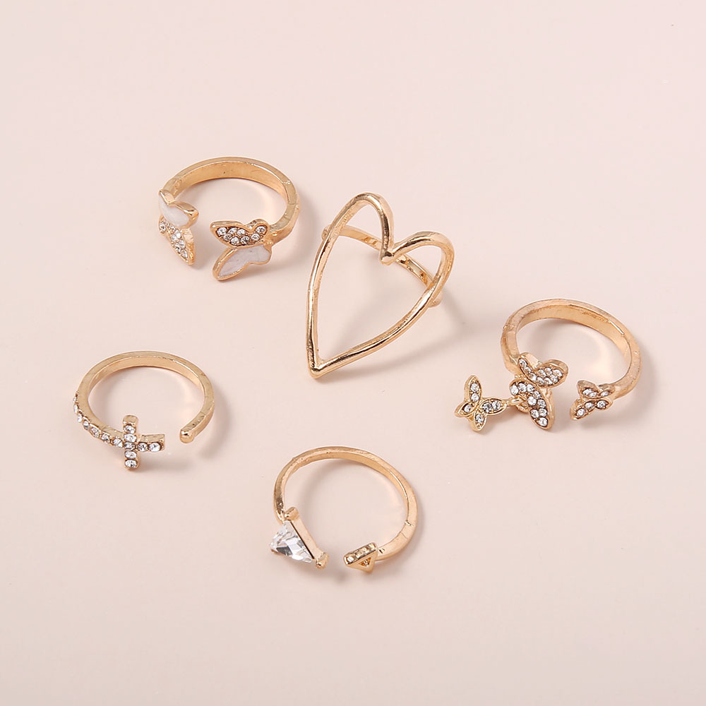 Set 5 nhẫn GMAI đính đá phong cách thời trang dành cho nữ