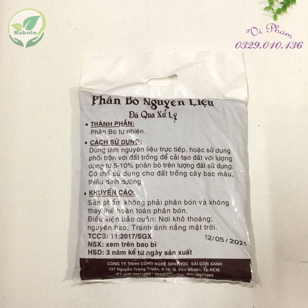 Phân bò khô đã qua xử lý không có mùi hôi - Thích hợp cho mọi loại cây trồng Tribat 3dm3