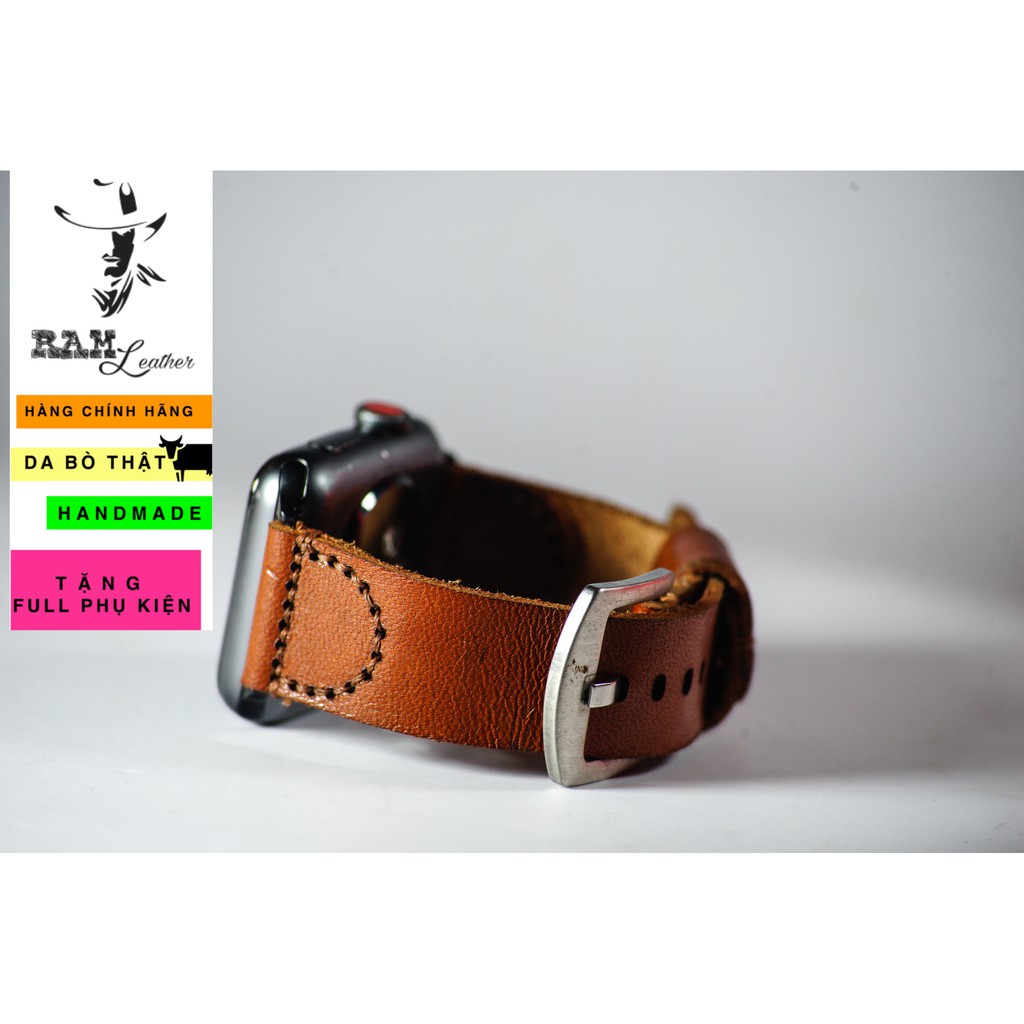 Dây đồng hồ RAM Leather vintage simple vachetta da bò Italia Vegtan nâu đỏ
