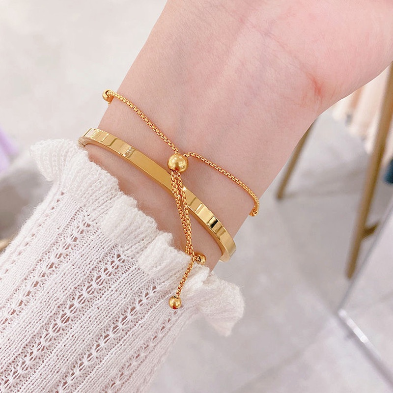 Vòng tay titan nữ không gỉ lắc tay vàng Phụ kiện thời trang