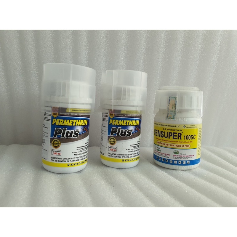 { Combo sản phẩm diệt côn trùng :ruồi, muỗi, kiến,gián - 2 permethrin plus (100ml) + 1 Fensuper (100ml) }