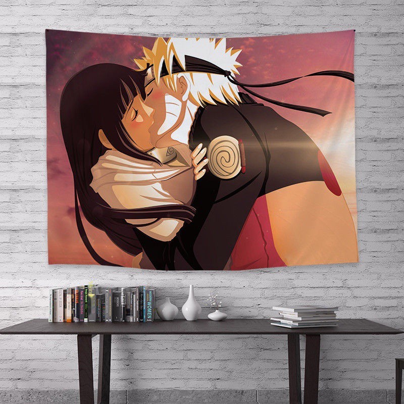 Anime phong cách Nhật Bản Naruto lưới nền đỏ vải trong ký túc xá sinh viên trang trí đầu giường treo [Đăng vào ng