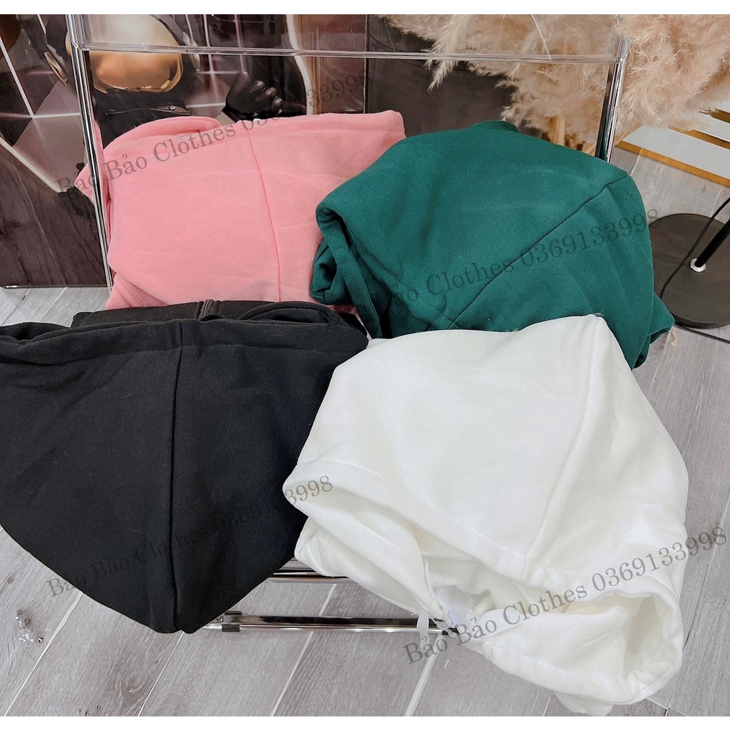 Khoác Nỉ Trơn Hoodie Dáng Rộng Hàn Quốc Nam Nữ Unisex Túi Rộng Mũ To Tay Bồng