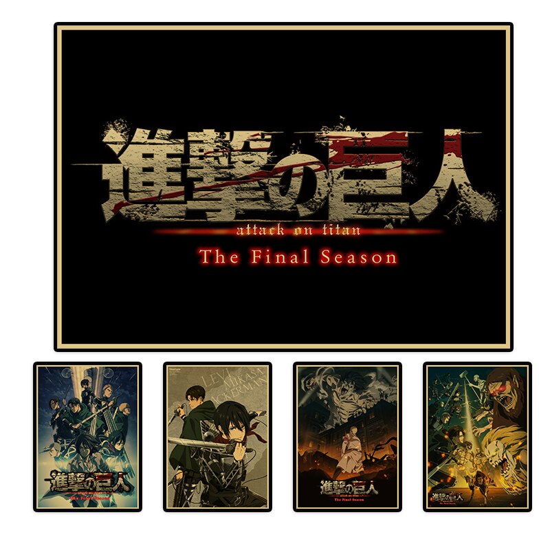 Poster hoạt hình Nhật Bản Attack on Titan Bốn mùa / Jinzhen 's Giant Season 4 Retro Thời trang chất 