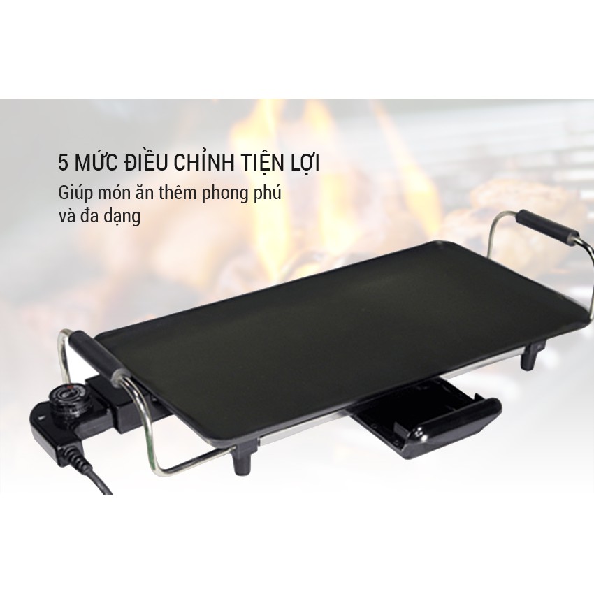 Vỉ Nướng Điện Hasu 2017 (1800W) - Đen - Hàng chính hãng