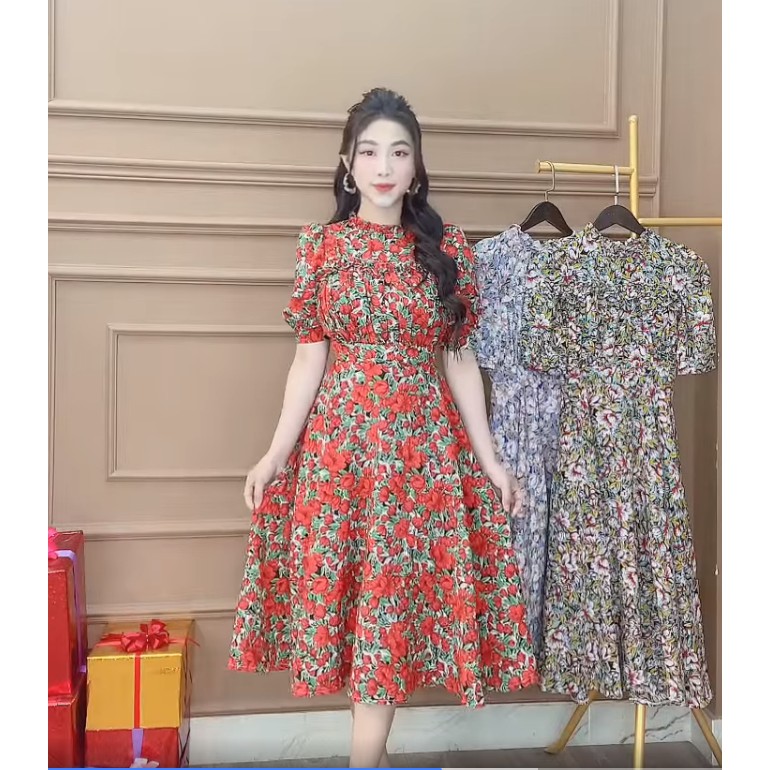 [Mã SKAMA06 giảm 8% tối đa 50K đơn 250K] Monoco- Váy hoa cổ bèo tay lỡ mới -8493 | BigBuy360 - bigbuy360.vn